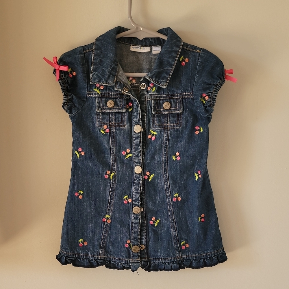 Greendog Blue Jean Jacket with Cherry Embroidery